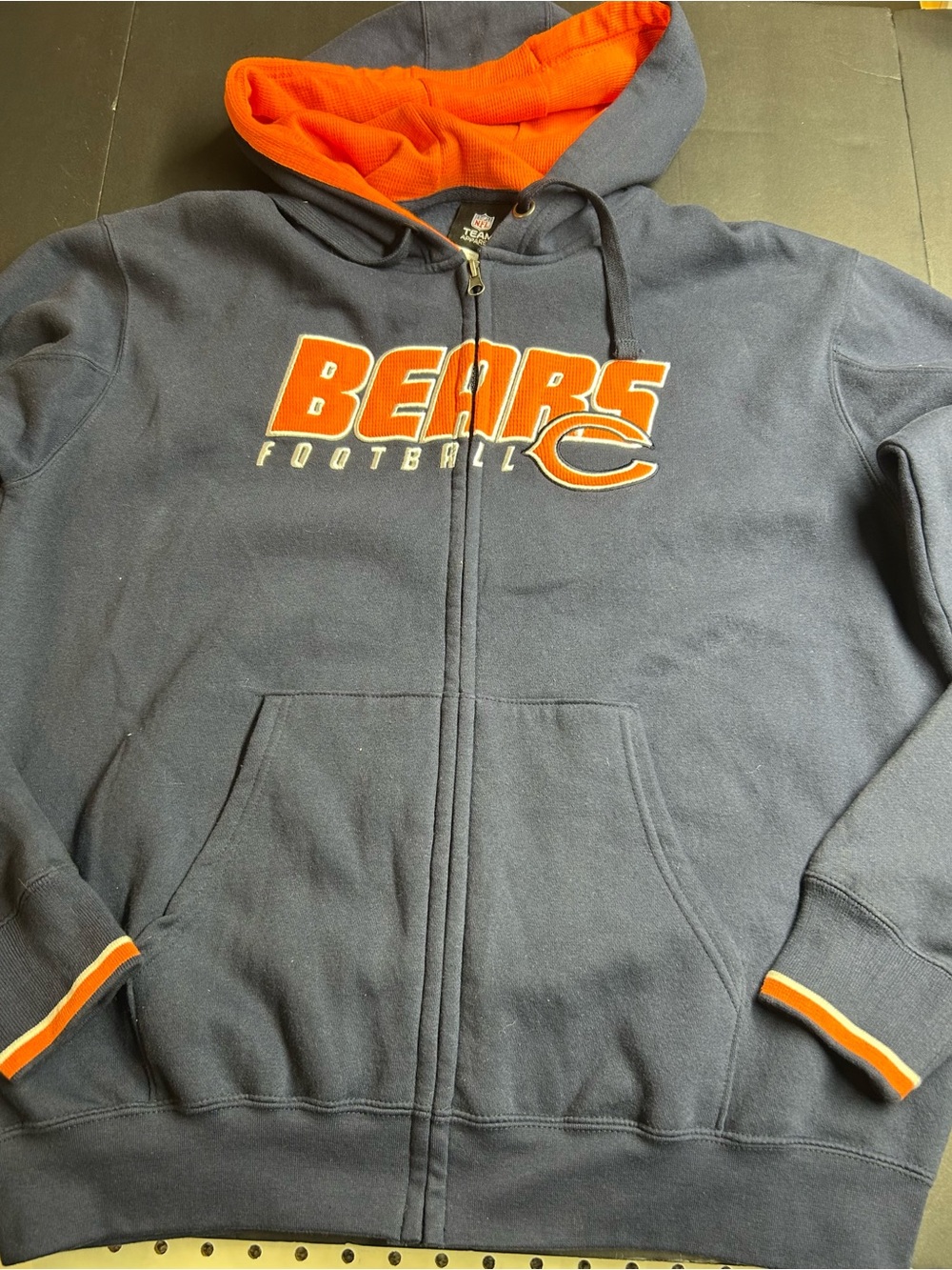 NEW NFL Navy and Orange Chicago Bears Football Zip-Up Hoodie